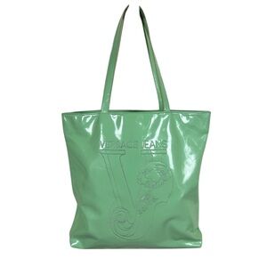 Versace Jeans Green Patent leather Shopper tote